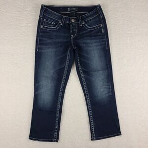 Silver Jeans Womens‎ 27 Blue Aiko Capri Dark Wash Denim